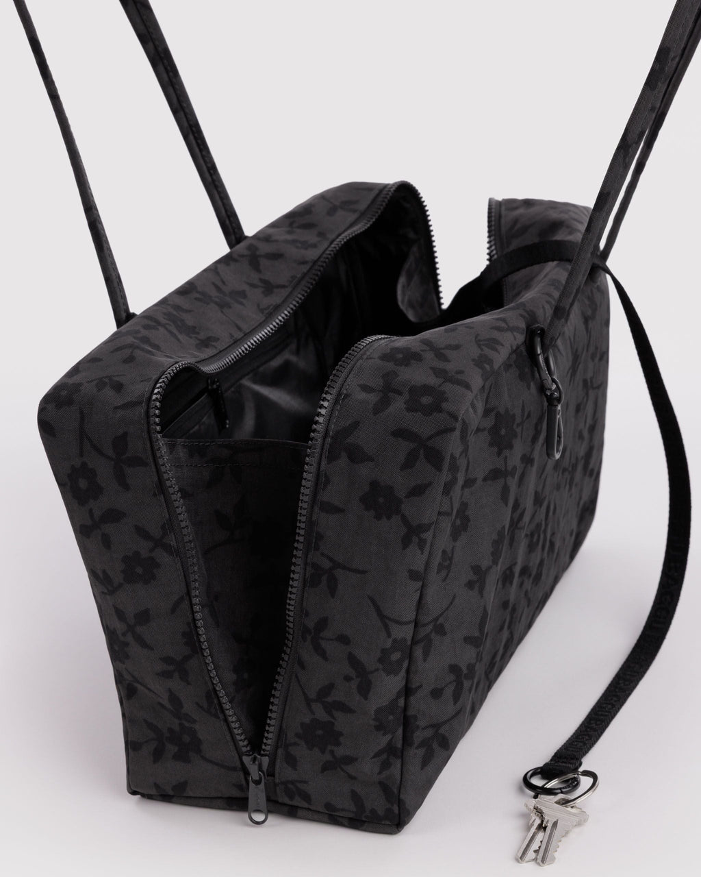 Daily Travel Medium Nylon Bowler Bag - Charcoal Ditsy