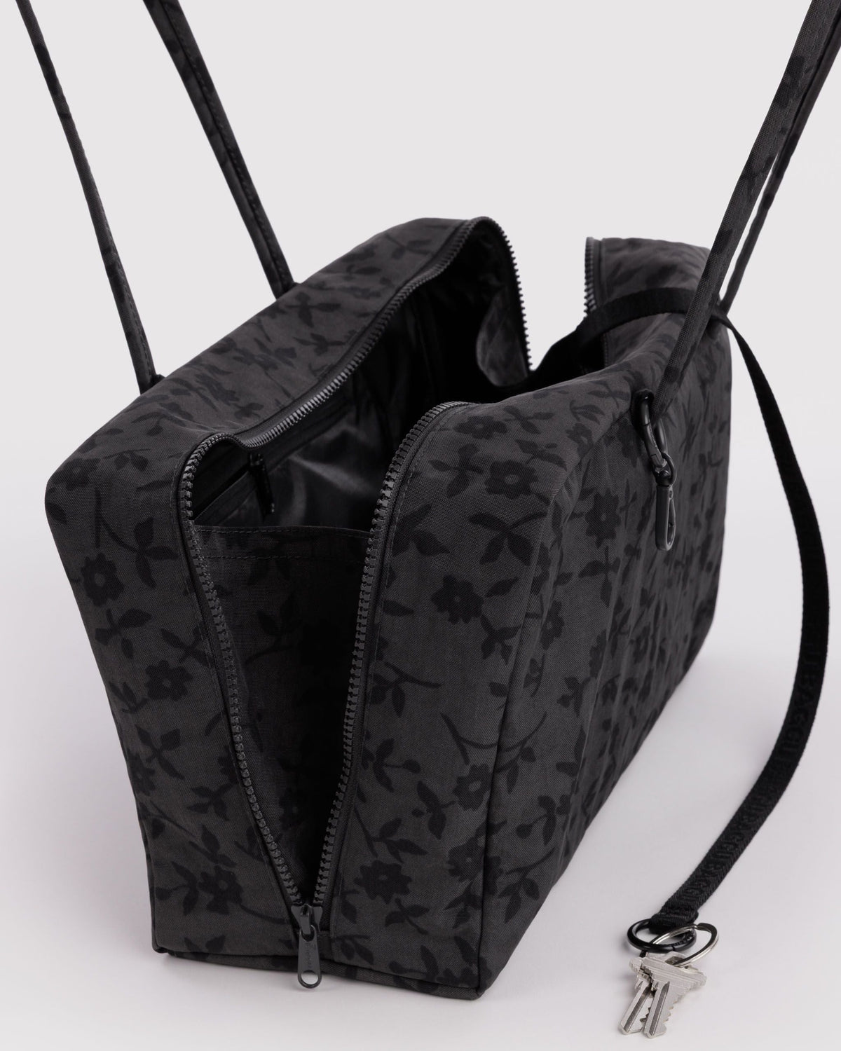Daily Travel Medium Nylon Bowler Bag - Charcoal Ditsy
