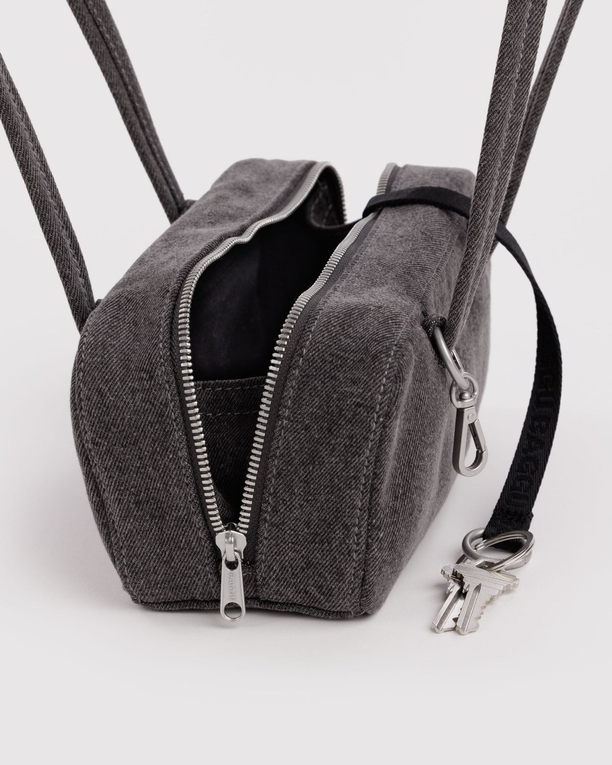 Versatile Carry Small Denim Bowler Bag - Washed Black