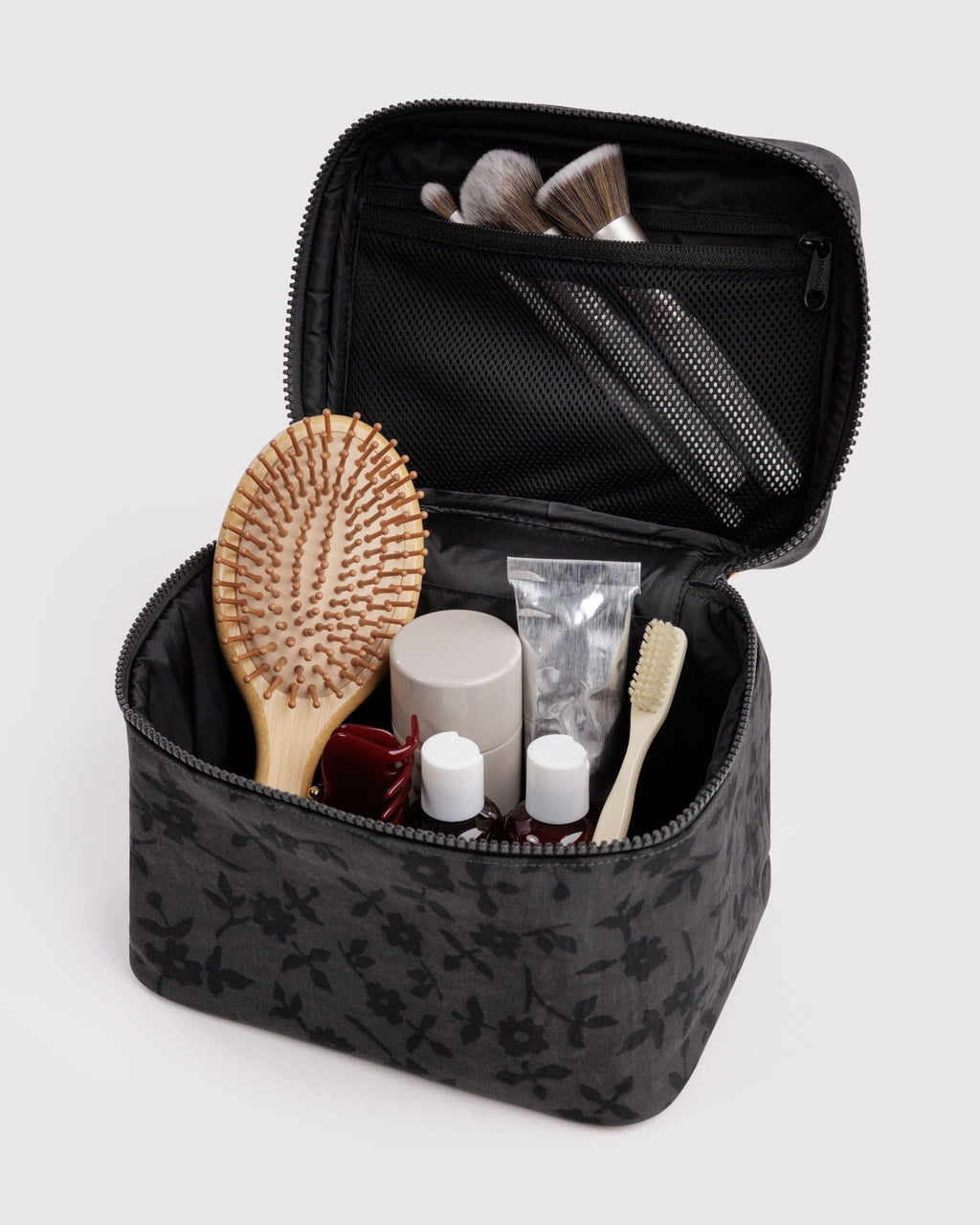 Versatile Carry Large Cosmetic Case - Charcoal Ditsy