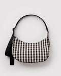 Versatile Carry Medium Nylon Crescent Bag - Black and Cream