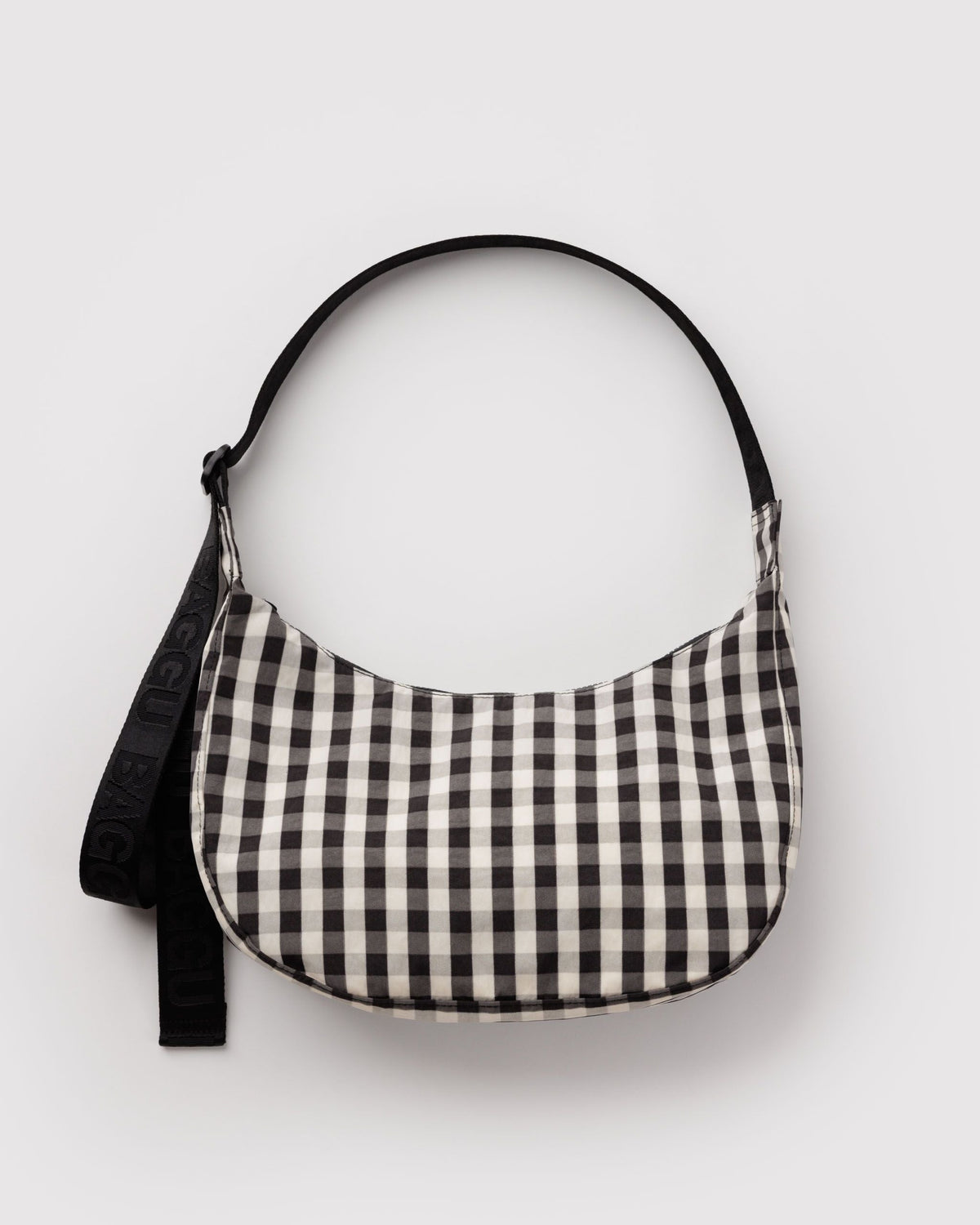 Versatile Carry Medium Nylon Crescent Bag - Black and Cream