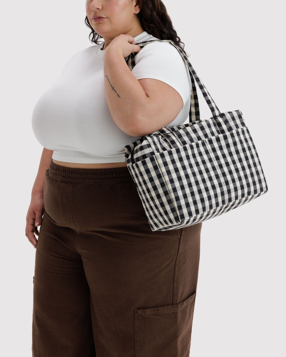 Lightweight Utility Everyday Cloud Bag - Black and Cream