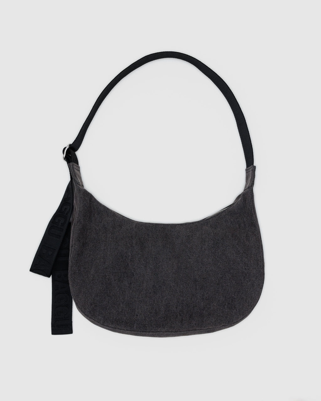 Lightweight Utility Medium Denim Crescent Bag - Washed Black