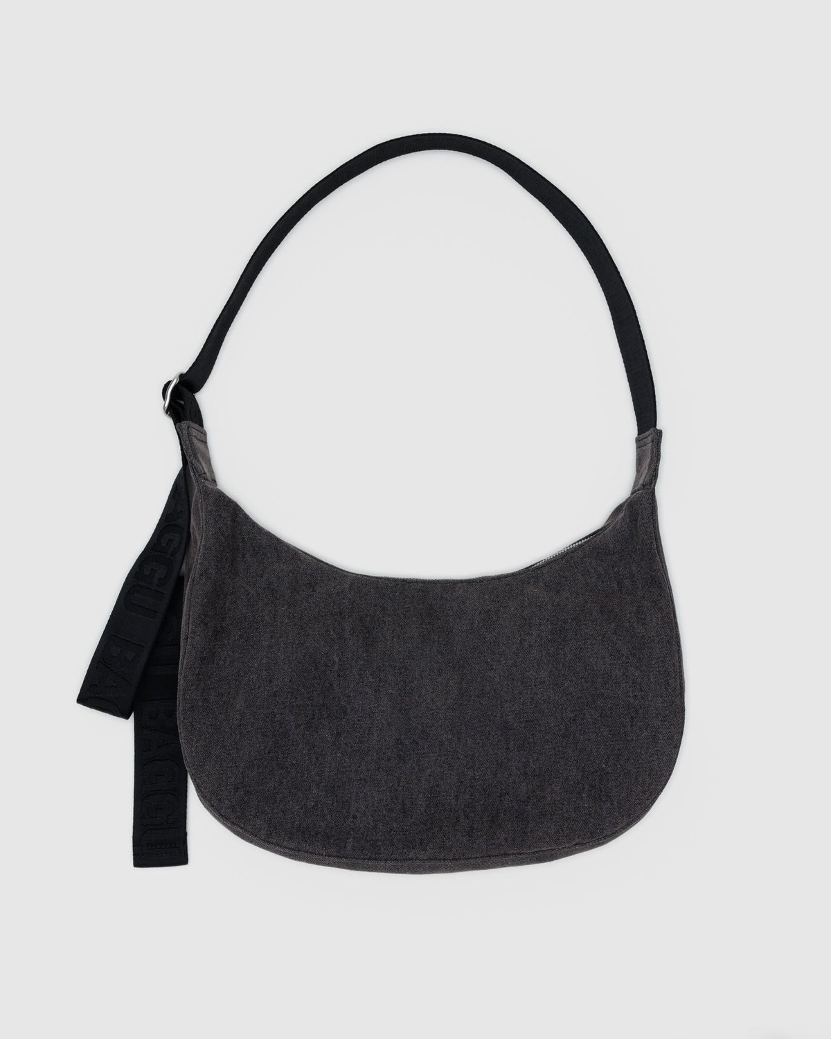 Lightweight Utility Medium Denim Crescent Bag - Washed Black