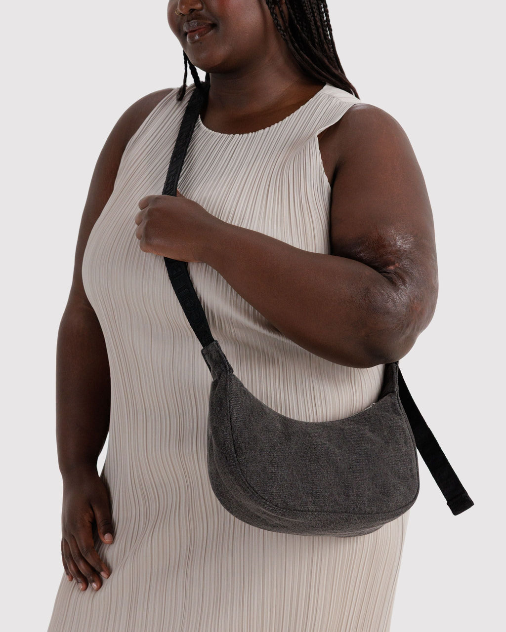 Everyday Carry Small Denim Crescent Bag - Washed Black
