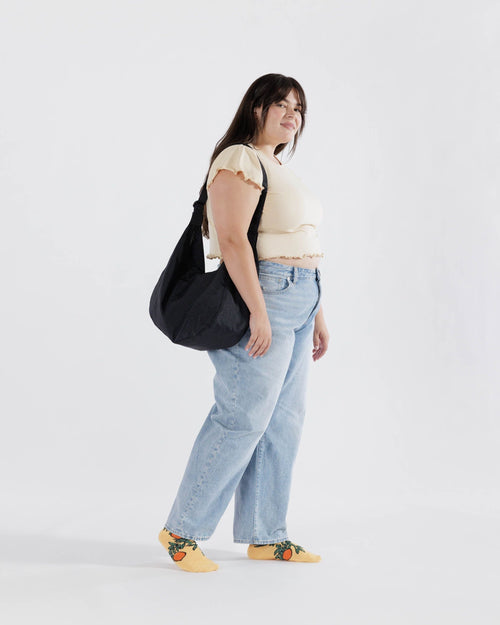 Daily Travel Large Nylon Crescent Bag - Black