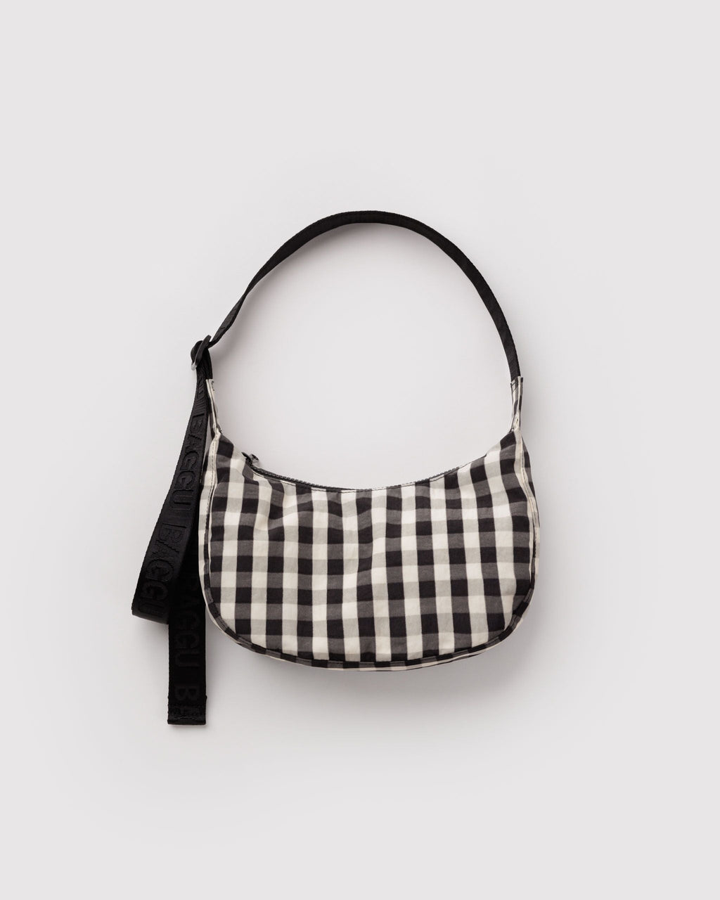 Practical Storage Small Nylon Crescent Bag - Black and Cream