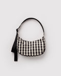 Practical Storage Small Nylon Crescent Bag - Black and Cream