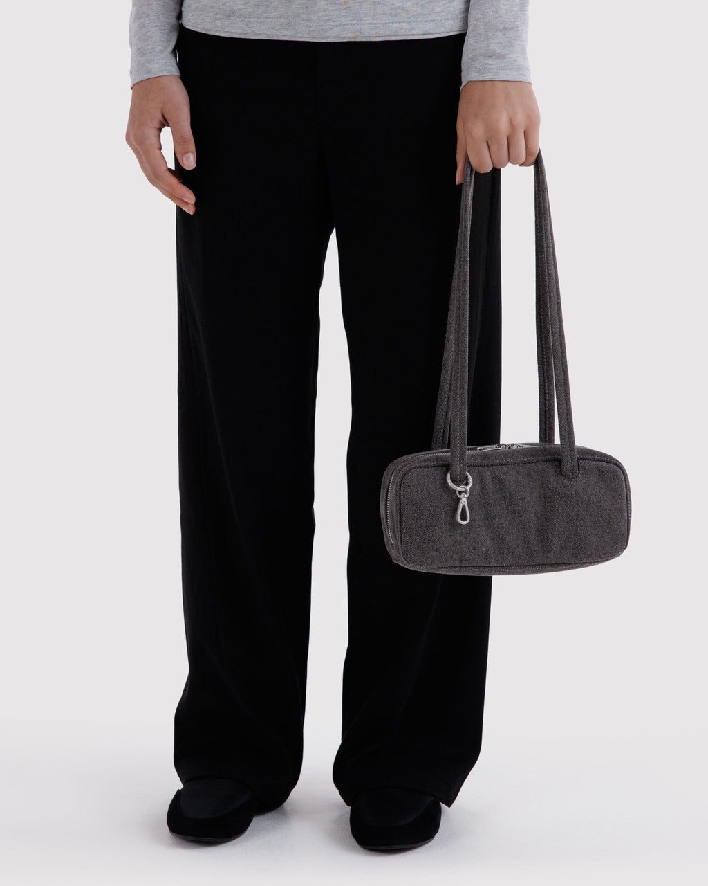 Versatile Carry Small Denim Bowler Bag - Washed Black