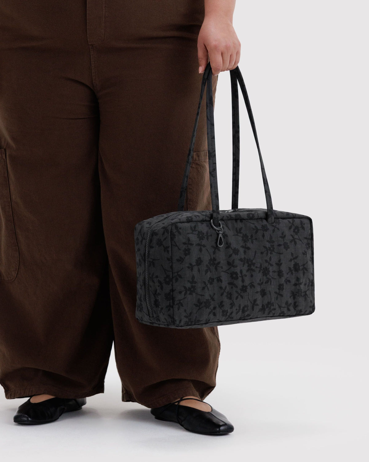 Daily Travel Medium Nylon Bowler Bag - Charcoal Ditsy