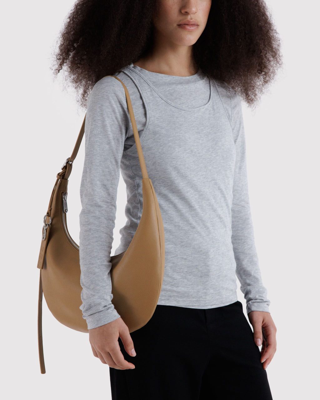 Lightweight Utility Medium Recycled Leather Flat Crescent -