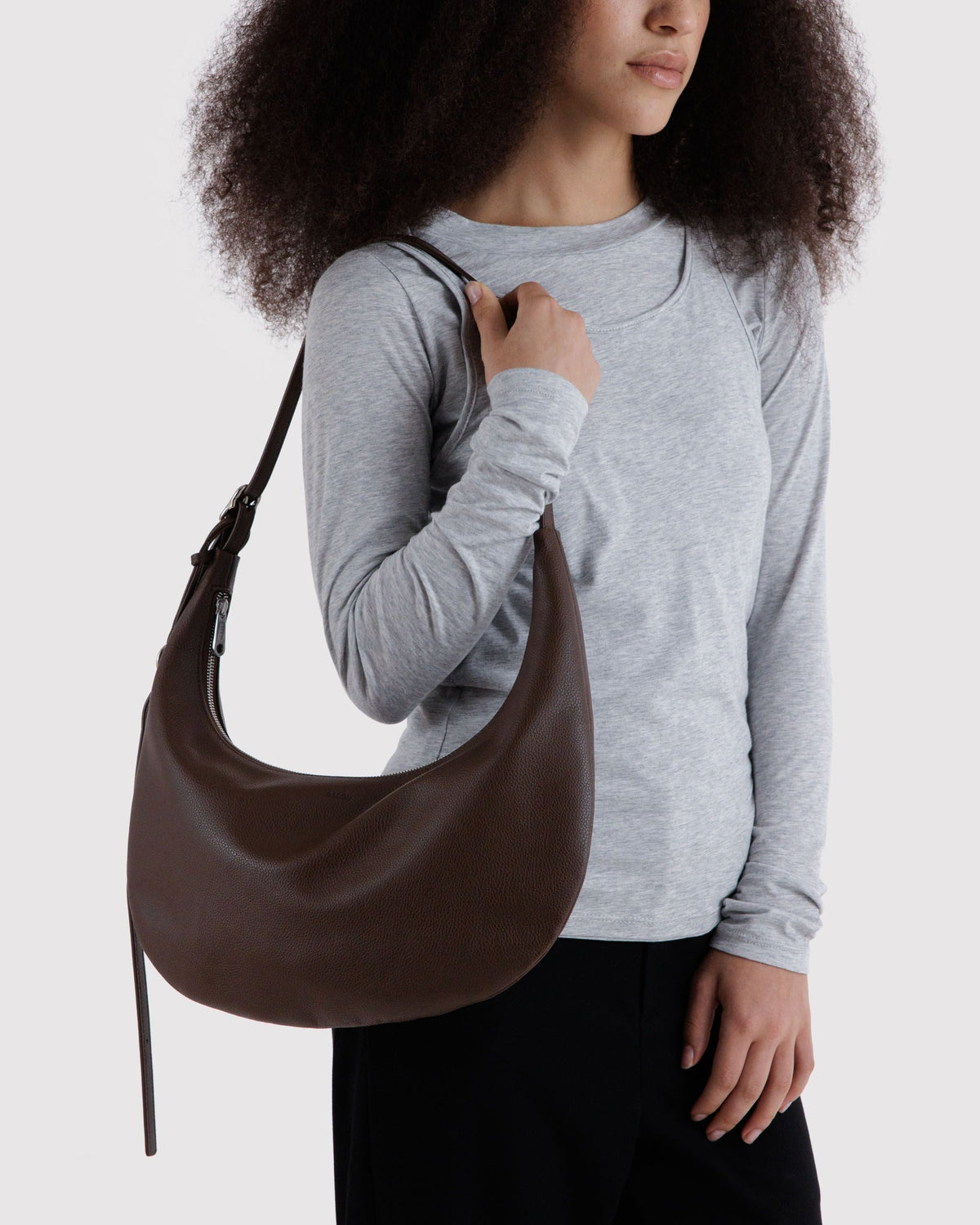Versatile Carry Medium Recycled Leather Flat Crescent -