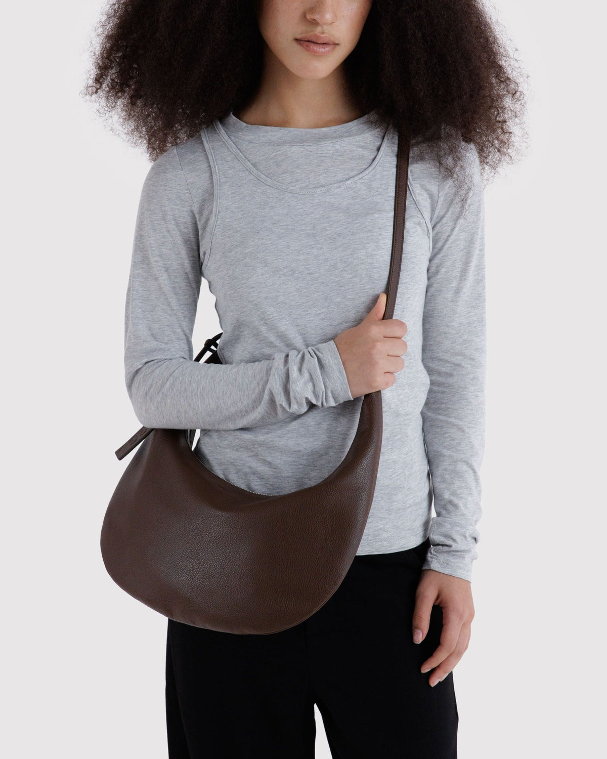 Versatile Carry Medium Recycled Leather Flat Crescent -