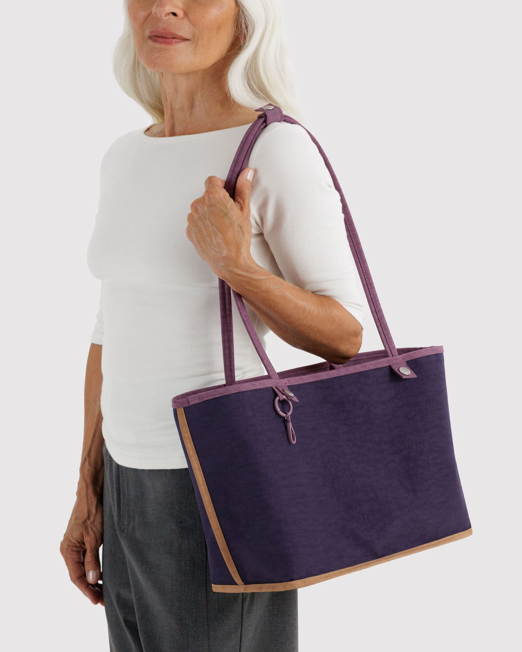 Versatile Carry Medium Nylon Reversible Tote - Wild Plum