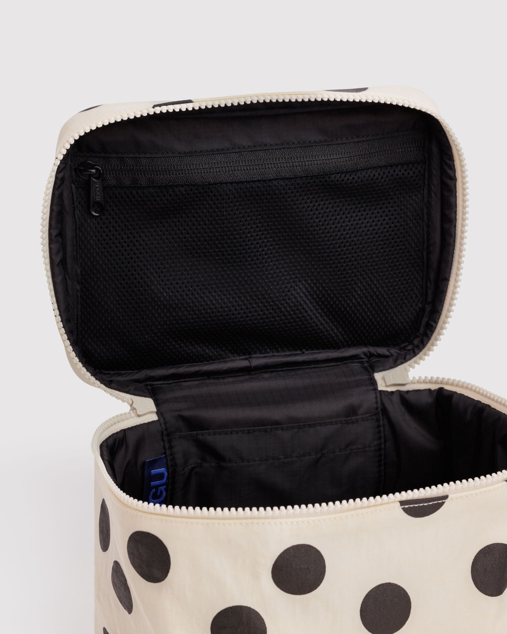 Practical Storage Large Cosmetic Case - Cream and Black Polka