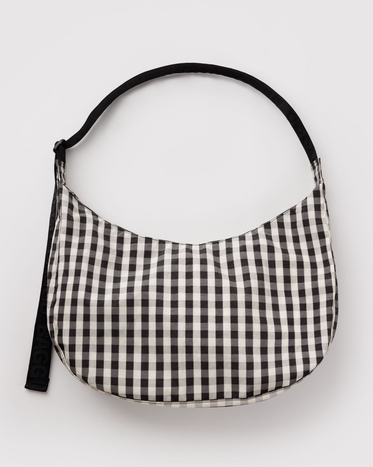 Lightweight Utility Large Nylon Crescent Bag - Black and Cream