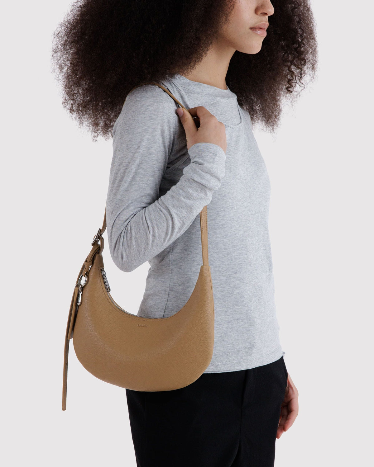 Versatile Carry Small Recycled Leather Flat Crescent -