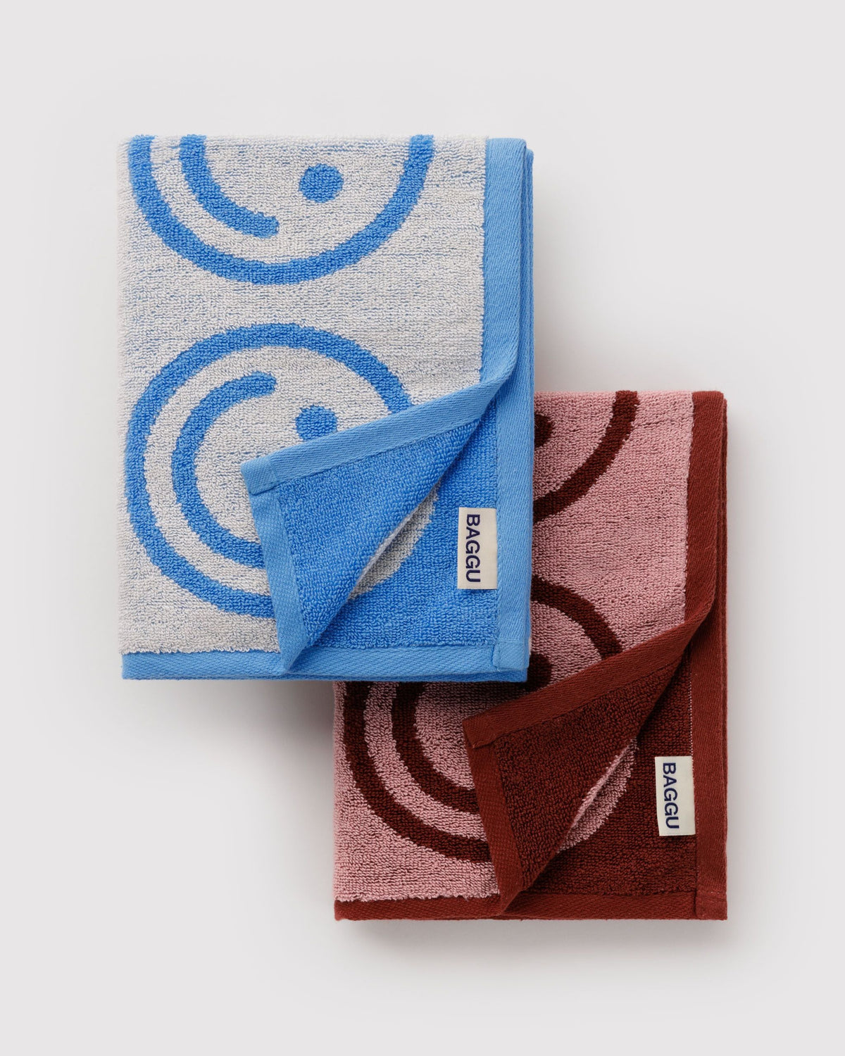 Lightweight Utility Hand Towel Set of 2 - Sky Blue and Blush