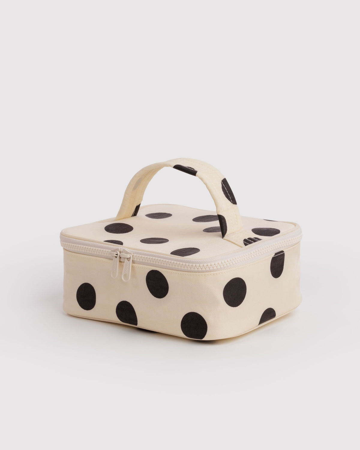 Versatile Carry Small Cosmetic Case - Cream and Black Polka
