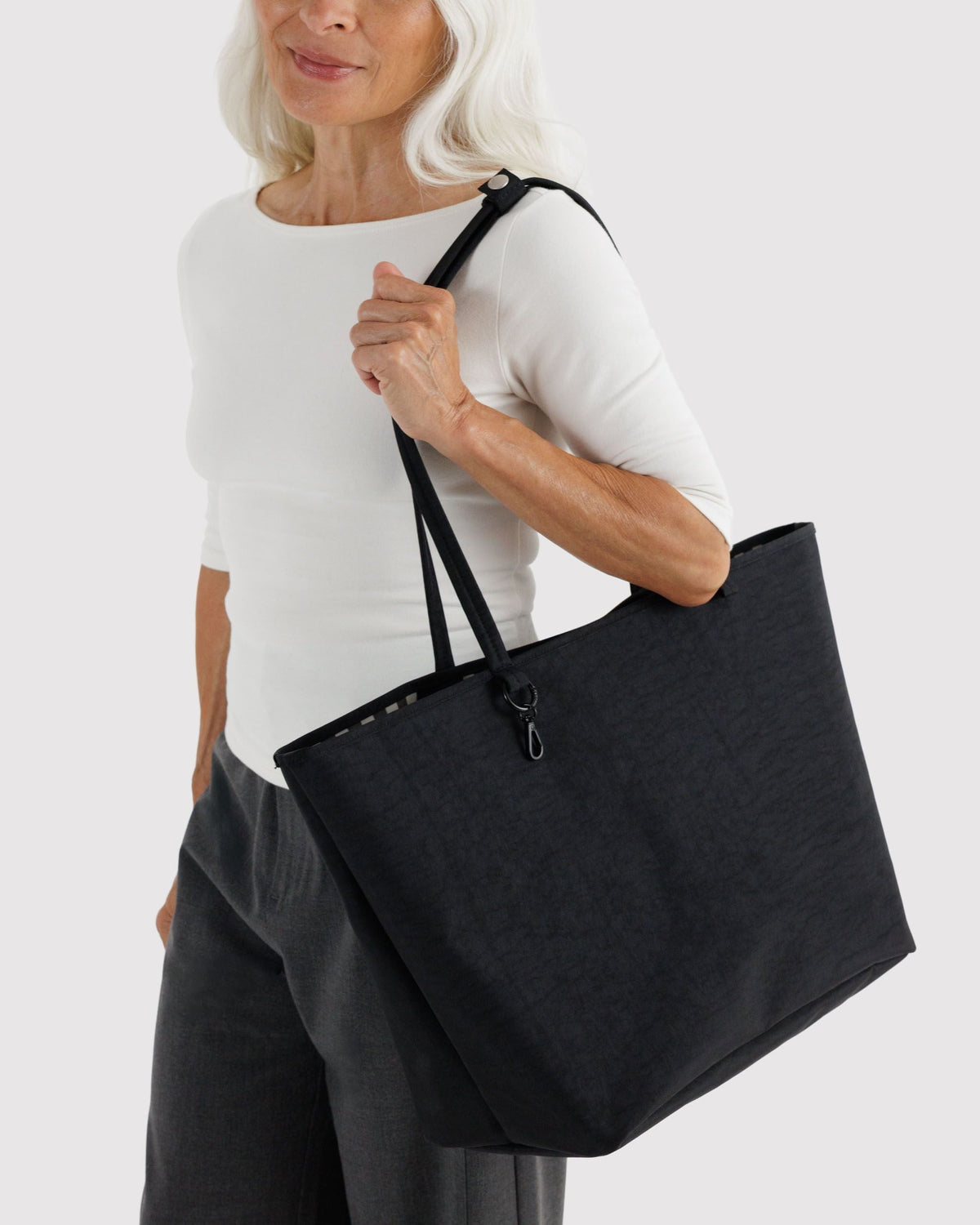 Practical Storage Large Nylon Reversible Tote - Black