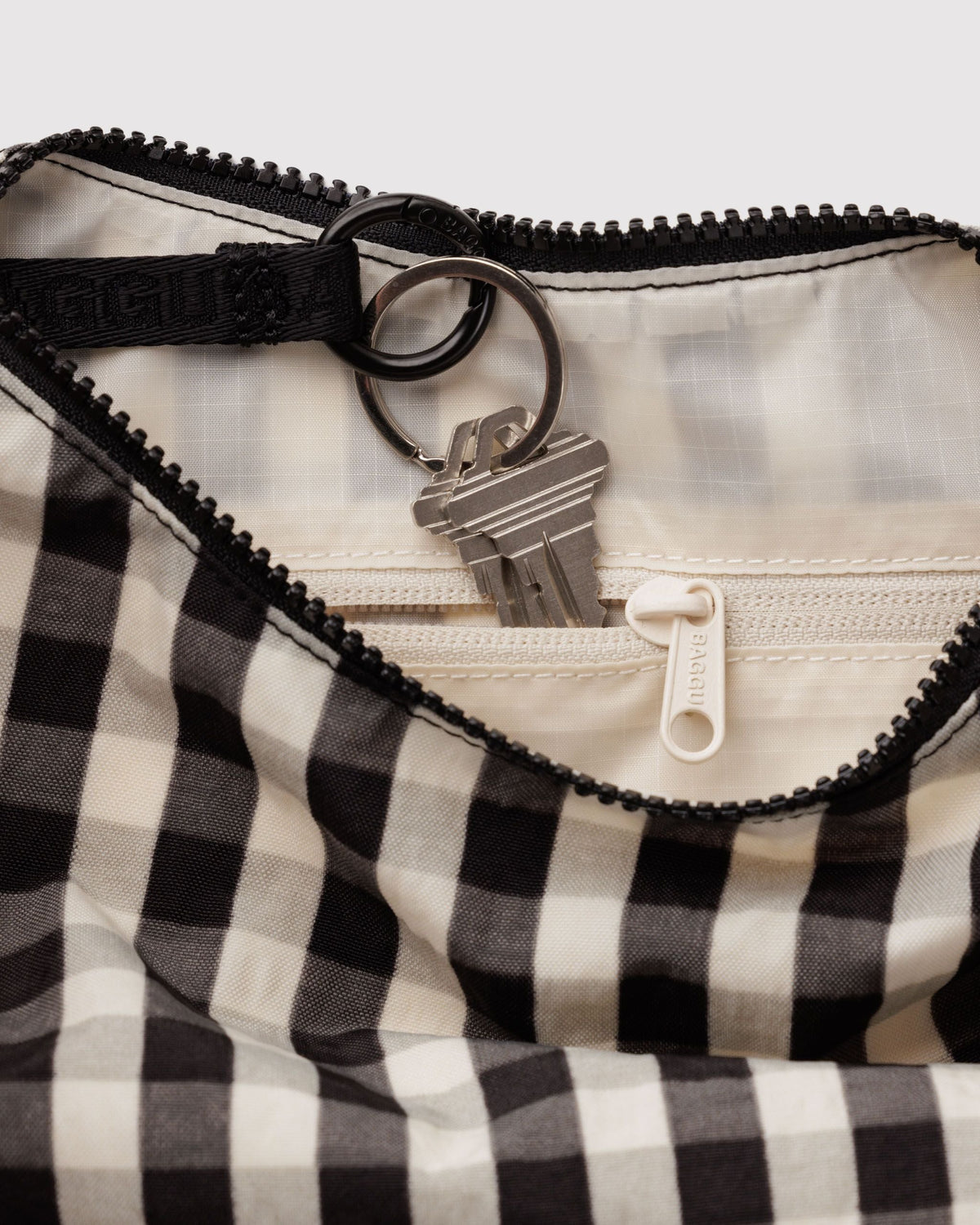 Practical Storage Small Nylon Crescent Bag - Black and Cream